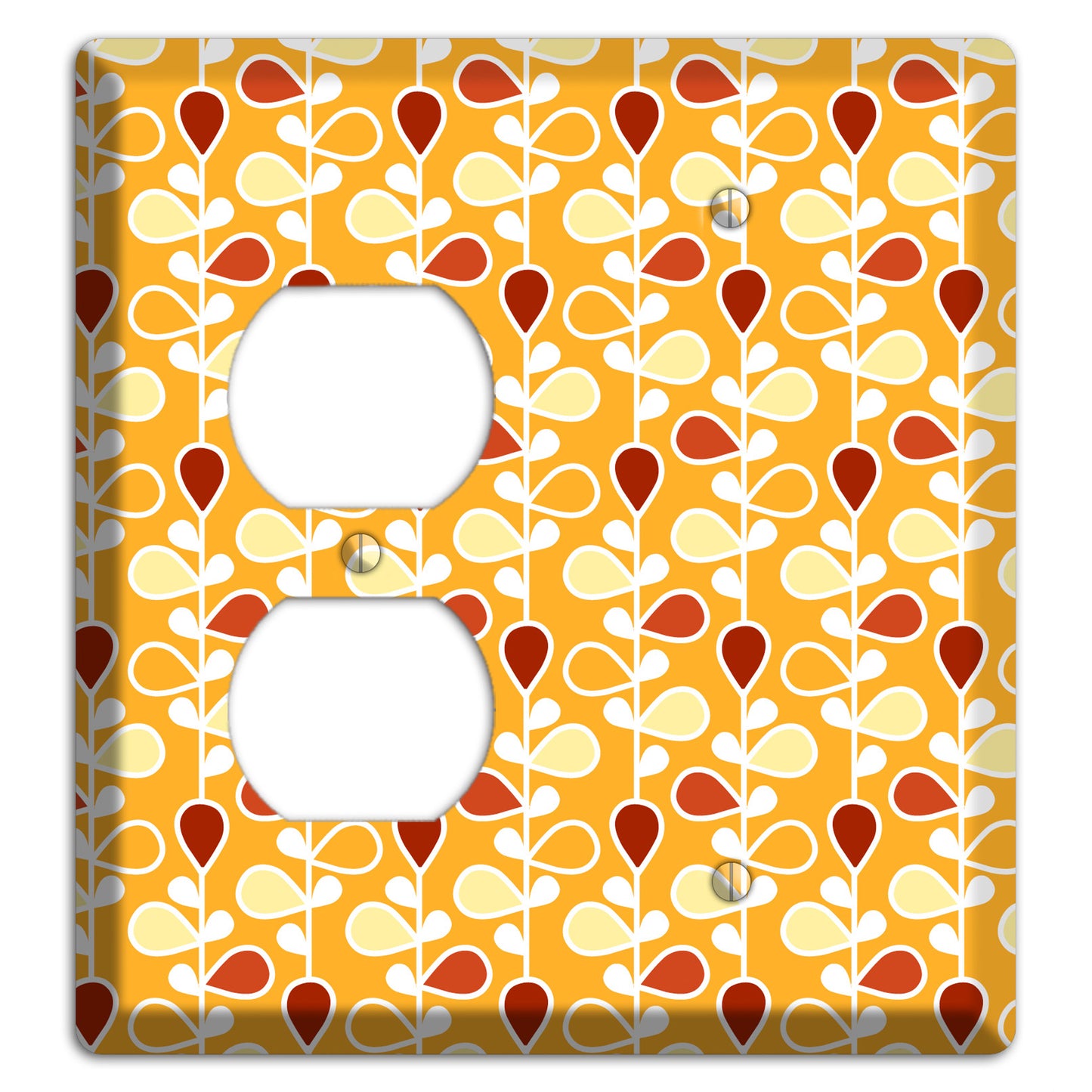 Orange with Yellow and Red Drop and Vine Duplex / Blank Wallplate