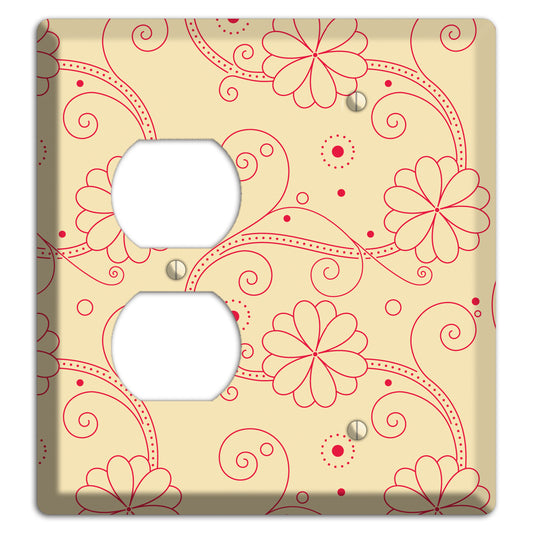 Off White Floral Swirl Duplex / Blank Wallplate