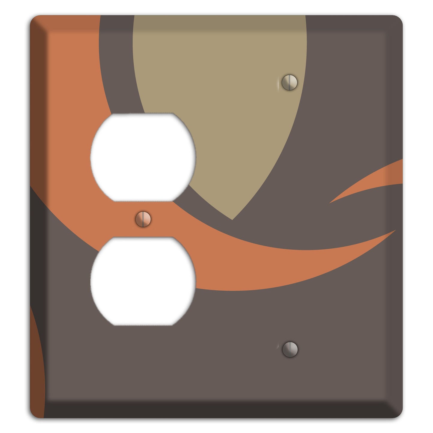 Grey Beige and Orange Abstract Duplex / Blank Wallplate