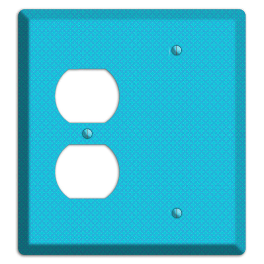 Turquoise Checkered Quatrefoil Duplex / Blank Wallplate