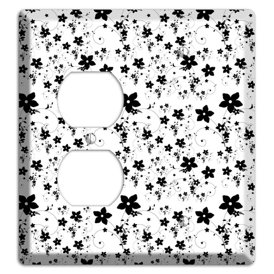 Black and White Flowers Duplex / Blank Wallplate