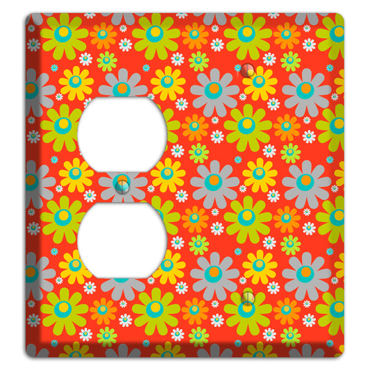 Orange and Yellow Flower Power Duplex / Blank Wallplate