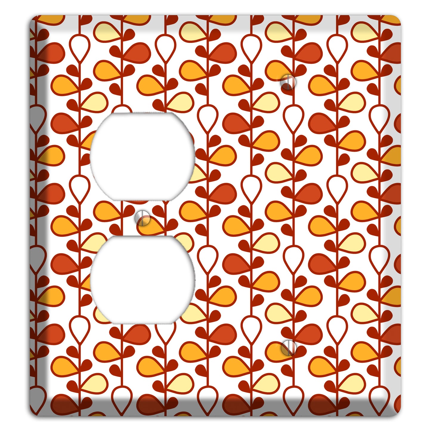 White with Red and Orange Drop and Vine Duplex / Blank Wallplate