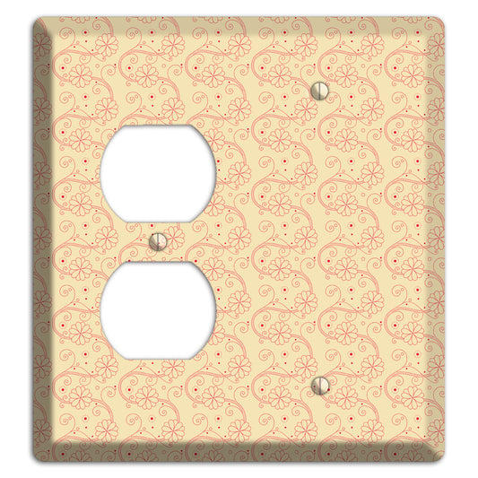 Tiny Off White Floral Swirl Duplex / Blank Wallplate