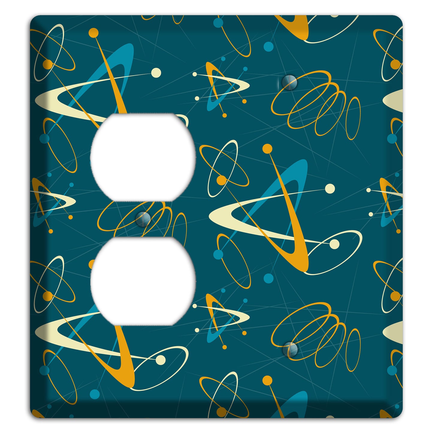 Mustard and Blue Atomic Duplex / Blank Wallplate