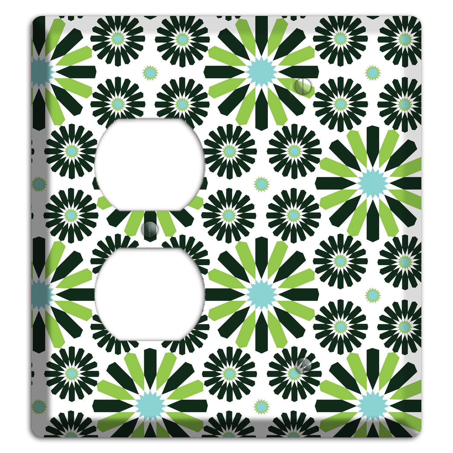 Lime and Teal Scandinavian Floral 2 Duplex / Blank Wallplate