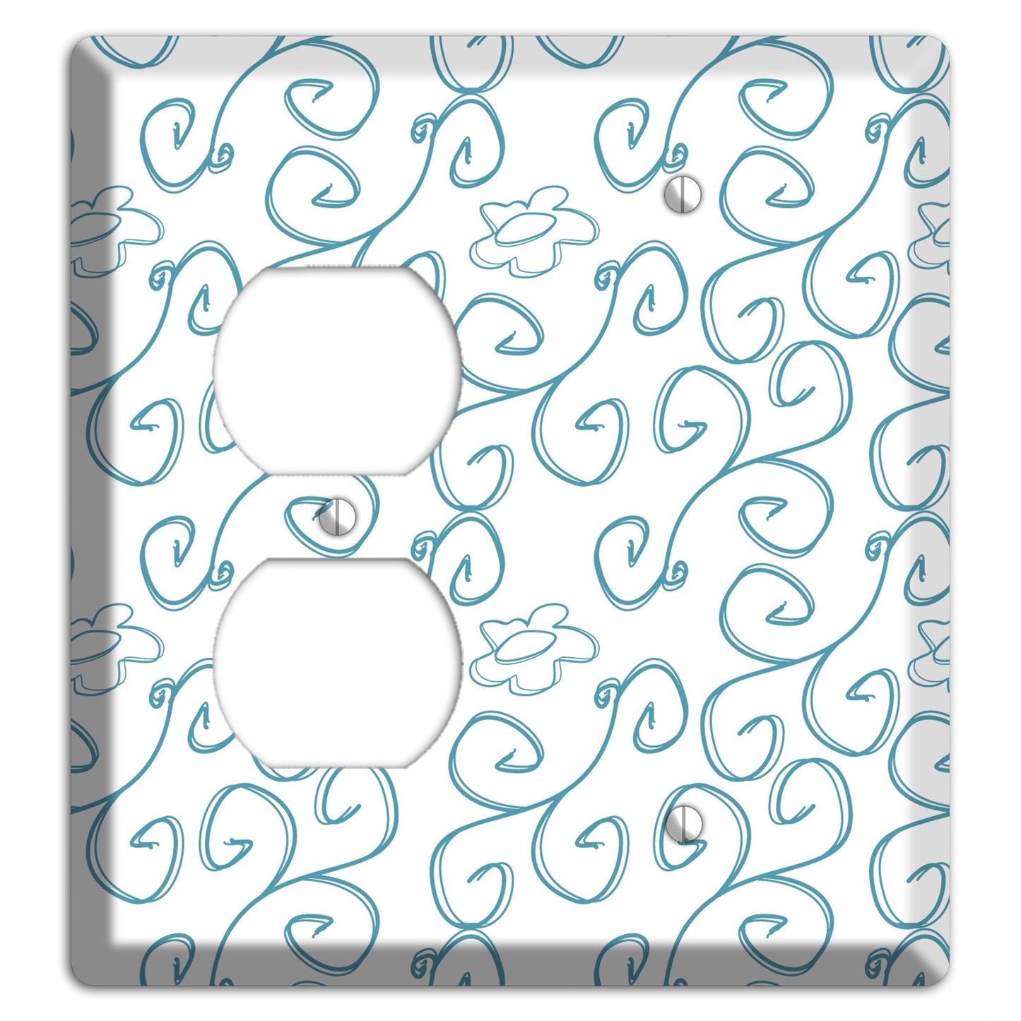 Blue Scroll Flower Contour Duplex / Blank Wallplate