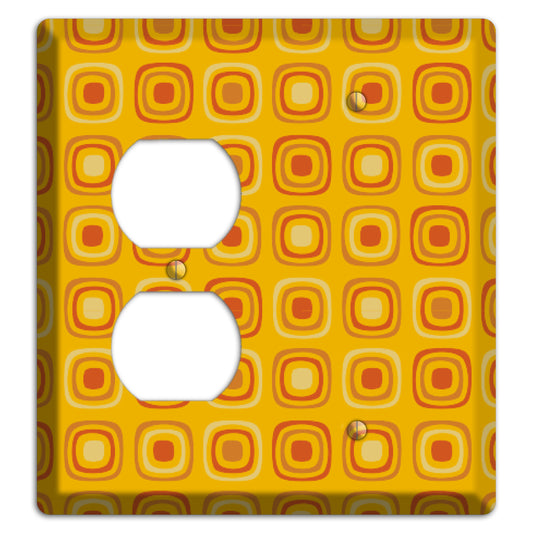 Multi Orange Red Retro Squares Duplex / Blank Wallplate