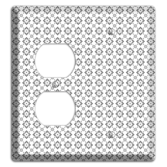 White with Grey Foulard Duplex / Blank Wallplate