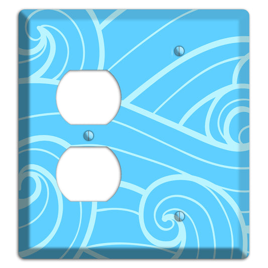 Abstract Curl Blue Duplex / Blank Wallplate