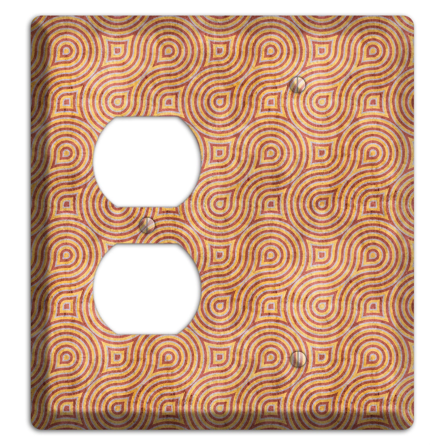 Beige and Red Swirl Duplex / Blank Wallplate