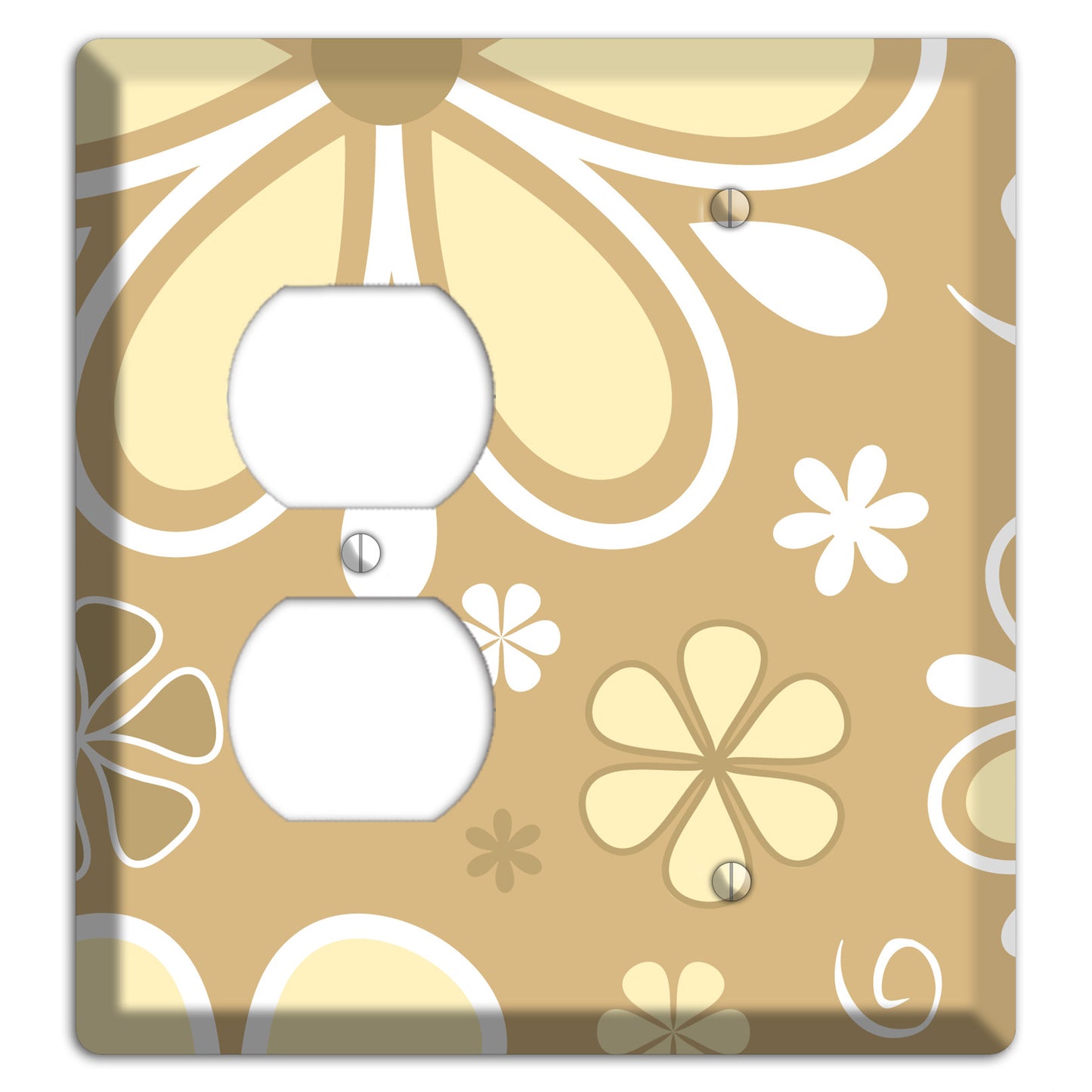 Beige Retro Flowers Duplex / Blank Wallplate