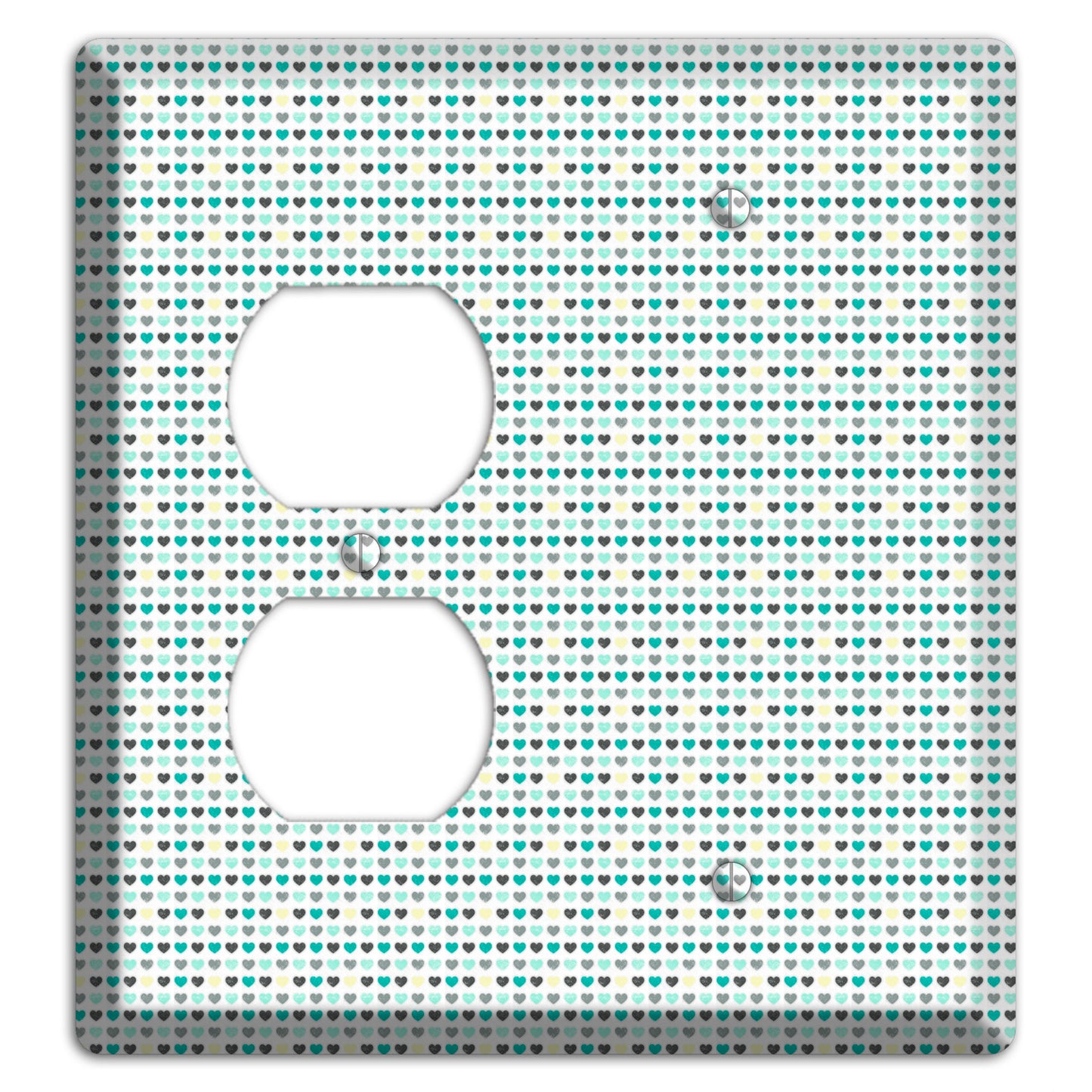 Multi Teal Grey Yellow Optical Hearts Duplex / Blank Wallplate