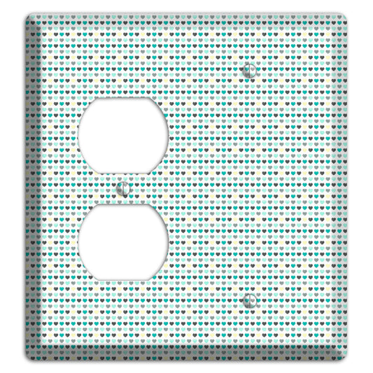 Multi Teal Grey Yellow Optical Hearts Duplex / Blank Wallplate