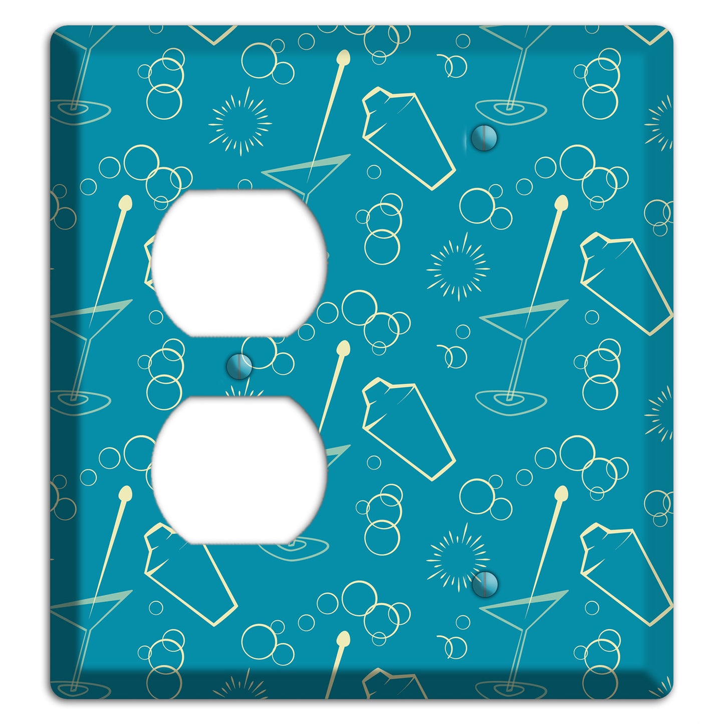 Teal Cocktail Hour Duplex / Blank Wallplate