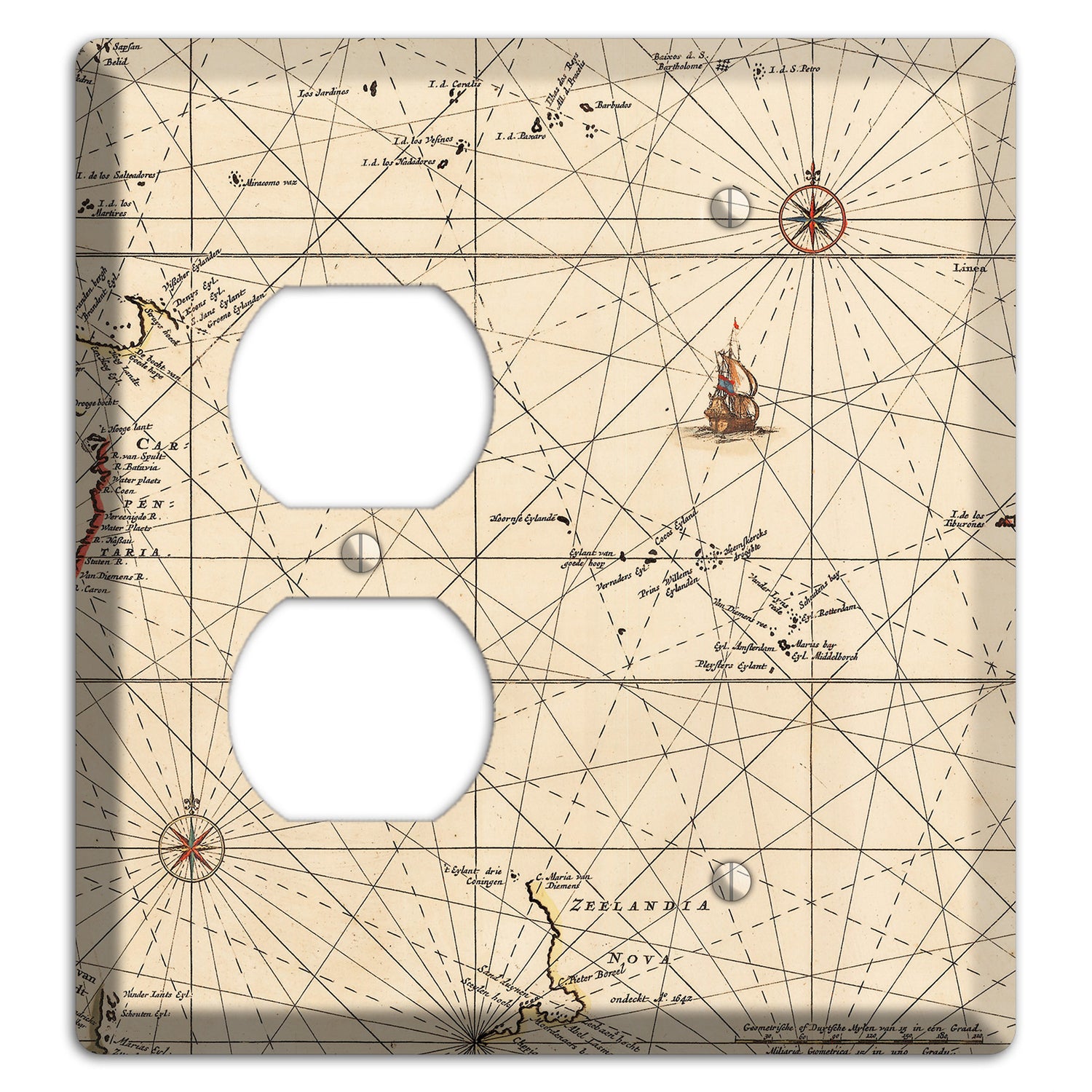 Map of New Zealand Duplex / Blank Wallplate