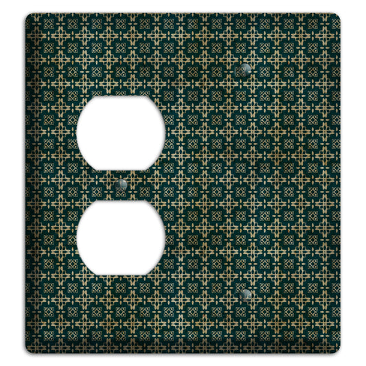 Dark Green Grunge Arabesque Duplex / Blank Wallplate