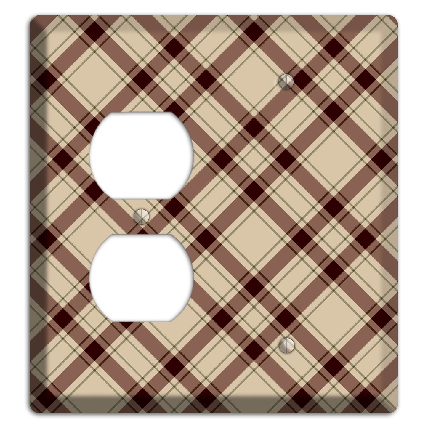 Beige and Brown Plaid Duplex / Blank Wallplate