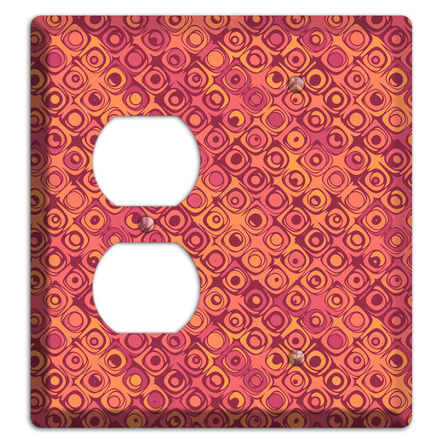 Coral Grunge Retro Circles Duplex / Blank Wallplate