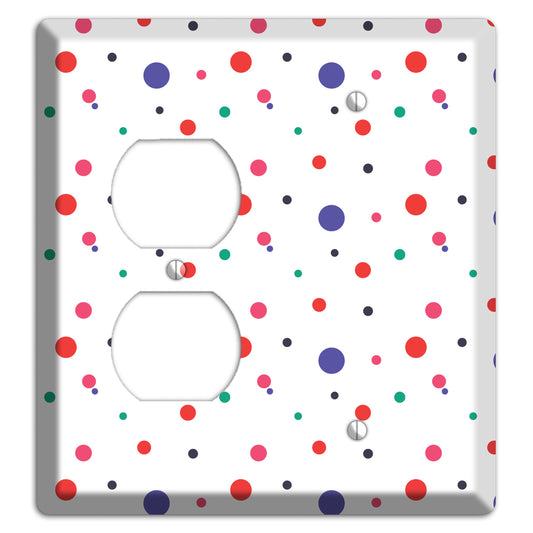 White with Multi Color Small Dots Duplex / Blank Wallplate