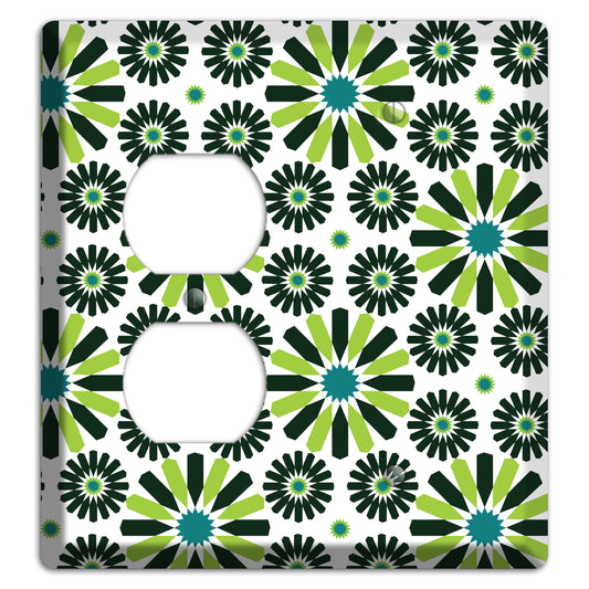 Lime and Teal Scandinavian Floral Duplex / Blank Wallplate