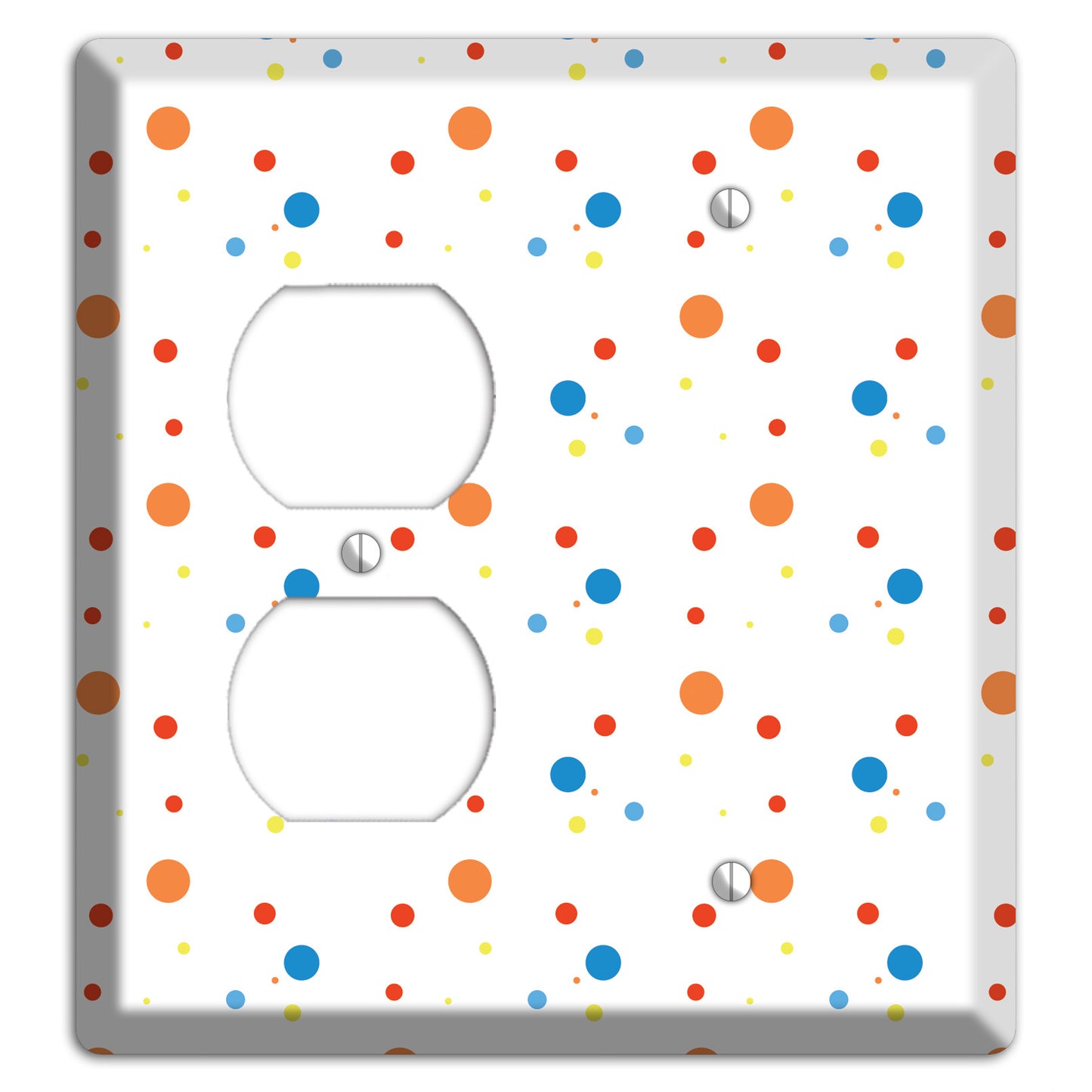 White with Multi Color Small Dots 2 Duplex / Blank Wallplate