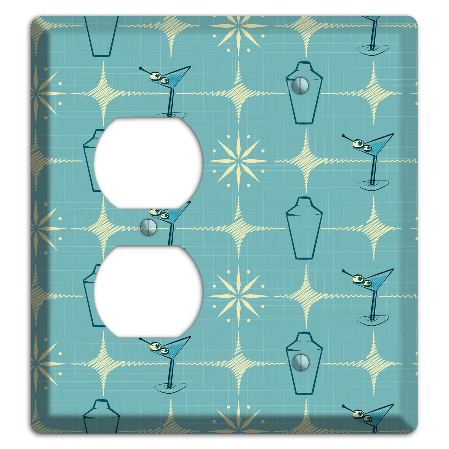 Blue Shaker and Martini Duplex / Blank Wallplate