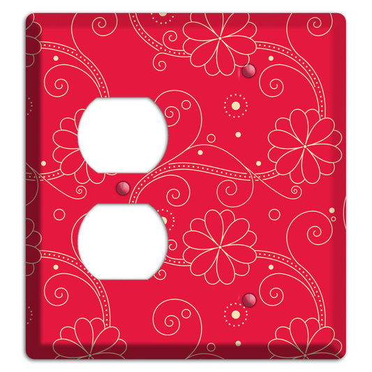 Red Floral Swirl Duplex / Blank Wallplate