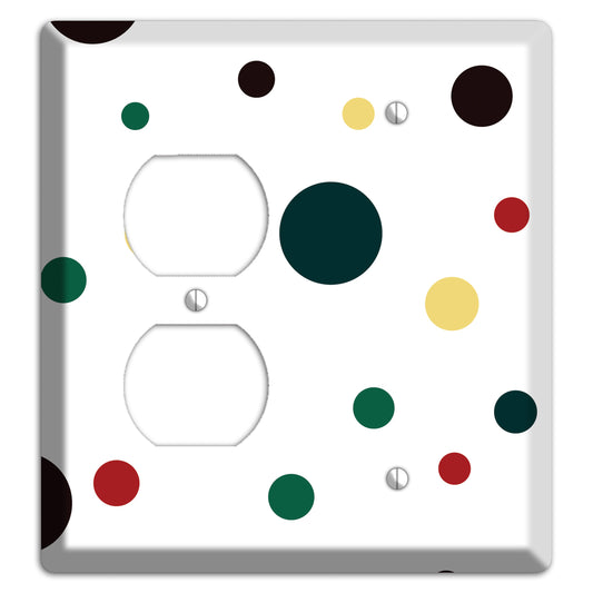 White with Multi Color Medium Dots 2 Duplex / Blank Wallplate