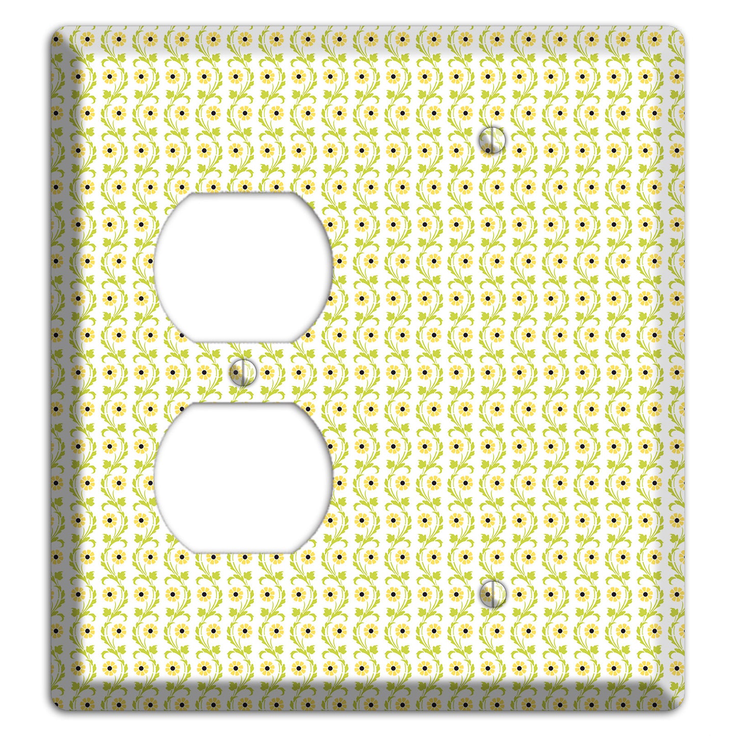 Tiny Yellow and Green Retro Sprig Duplex / Blank Wallplate