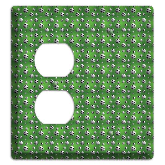 Green with Soccer Balls Duplex / Blank Wallplate