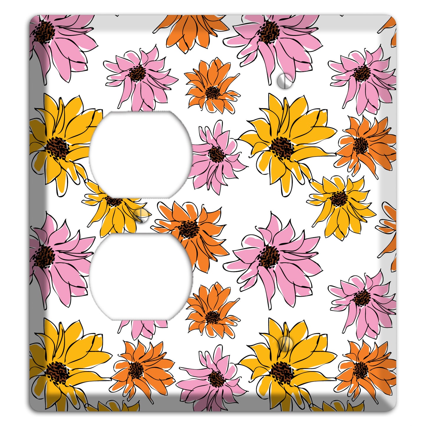 Pink Orange Yellow Flowers Duplex / Blank Wallplate