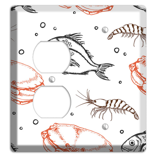 Mixed Sea Life Style 3 Duplex / Blank Wallplate