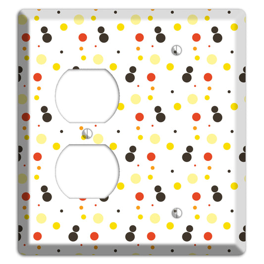 White With Black Maroon Olive Tiny Dots Duplex / Blank Wallplate