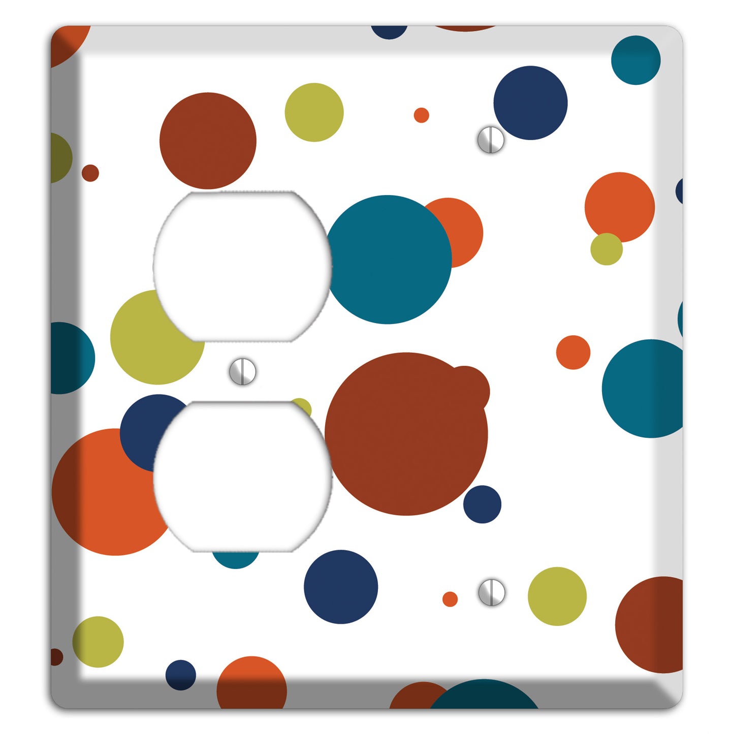 White with Multi Color Medium Dots Duplex / Blank Wallplate