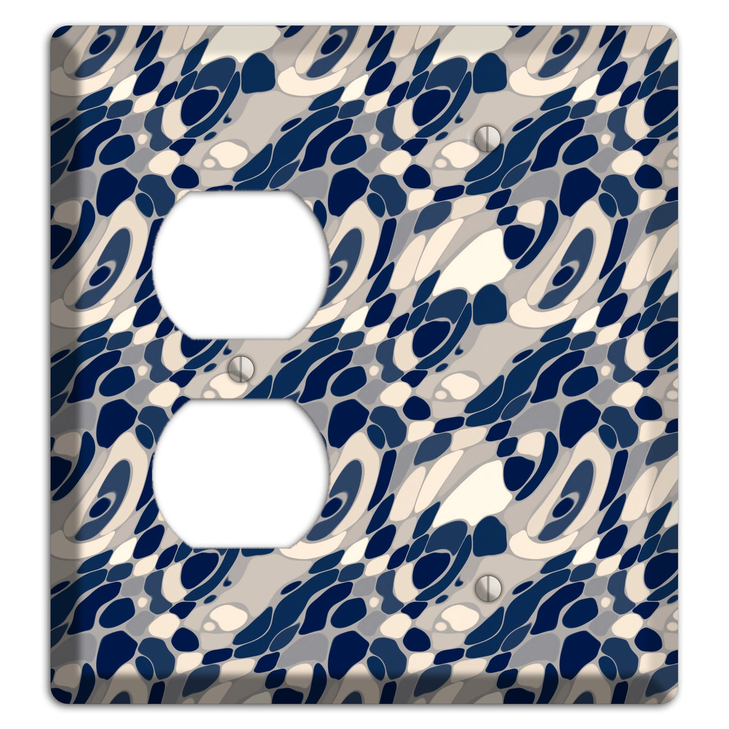 Blue and Beige Large Abstract Duplex / Blank Wallplate