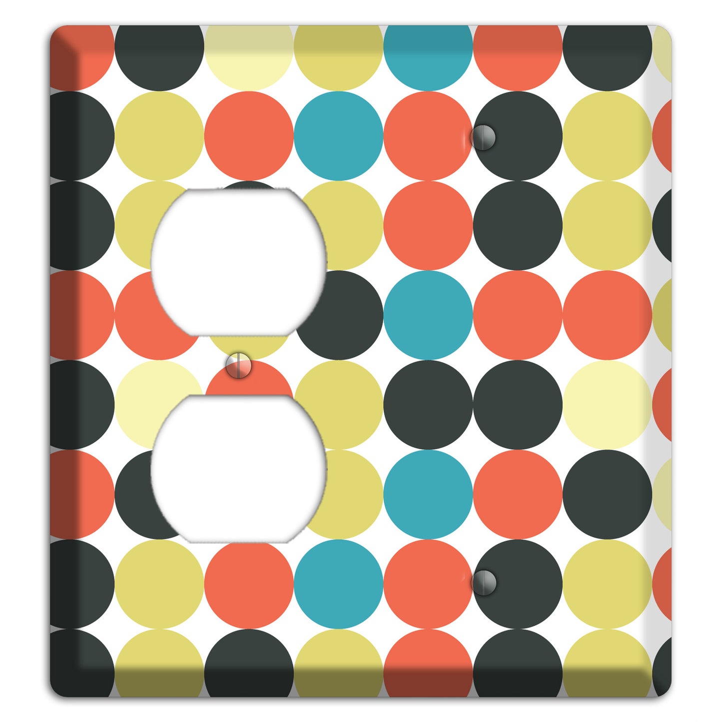 Coral Black Yellow Olive Blue Aqua Tiled Dots Duplex / Blank Wallplate