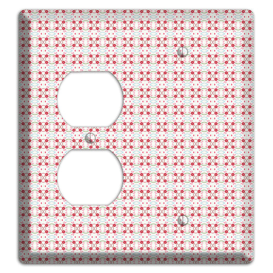 White with Red Ball and Stick Tapestry Duplex / Blank Wallplate