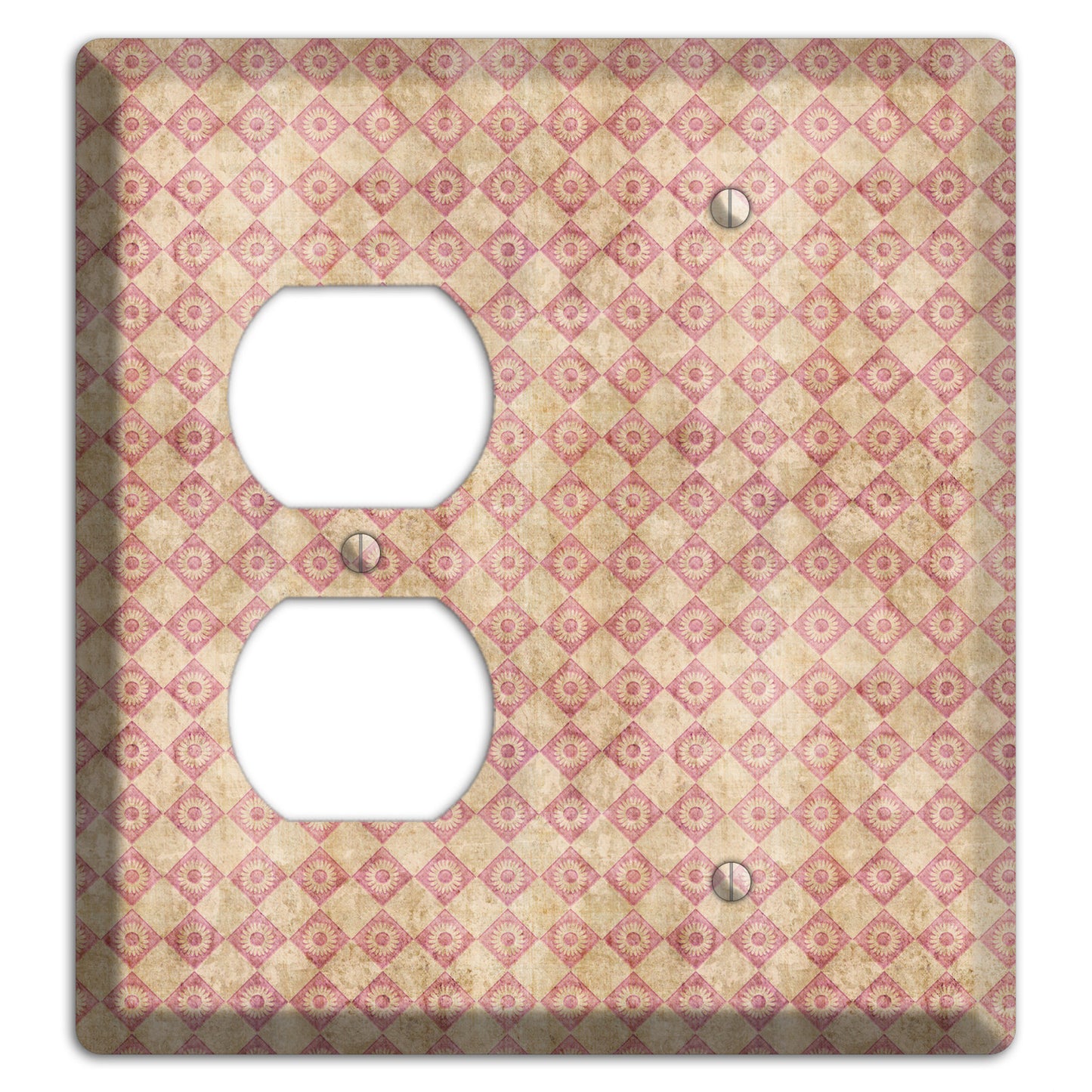 Red and Beige Diamond Circles Duplex / Blank Wallplate