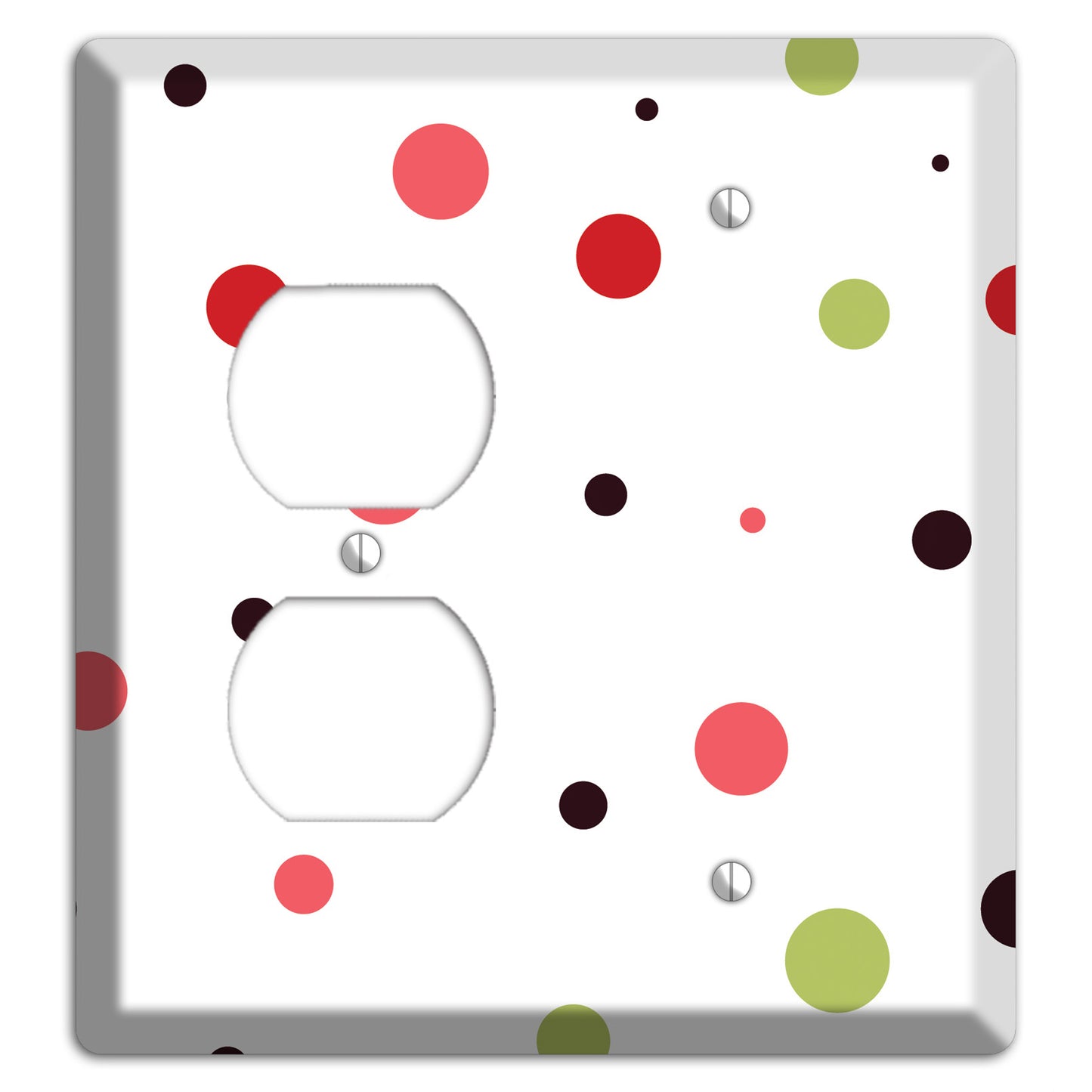 White with Multi Pink Small Dots Duplex / Blank Wallplate