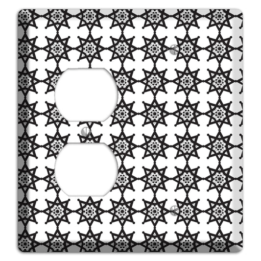 White with Black Arabesque Aster Duplex / Blank Wallplate