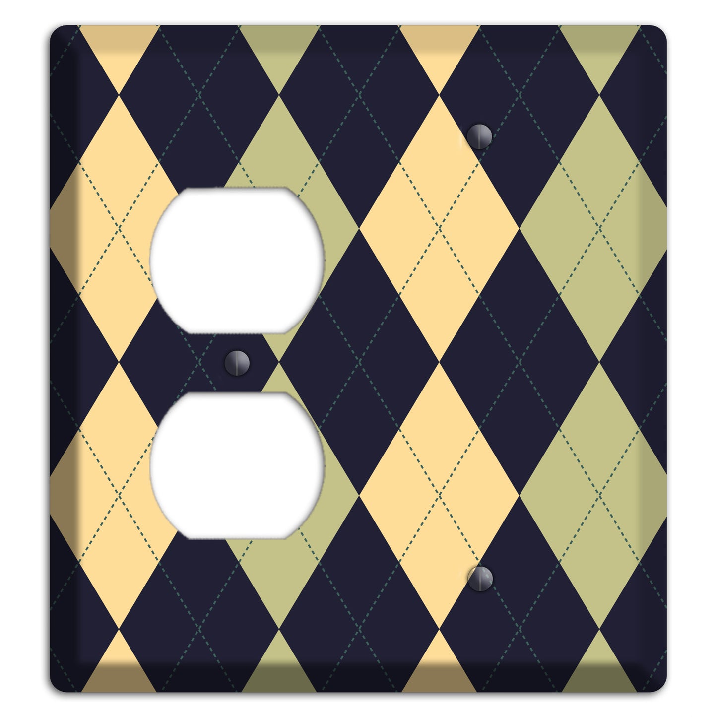 Yellow and Tan Argyle Duplex / Blank Wallplate