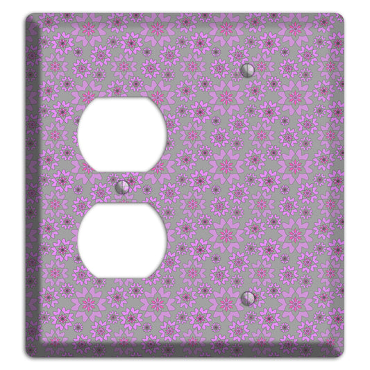 Grey with Tiny Purple Retro Suzani 2 Duplex / Blank Wallplate