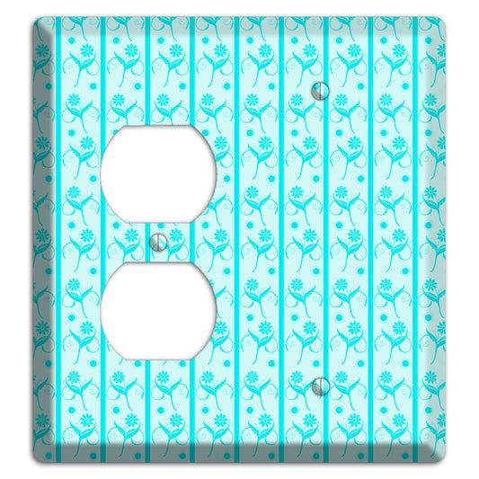 Teal Floral Pattern Duplex / Blank Wallplate