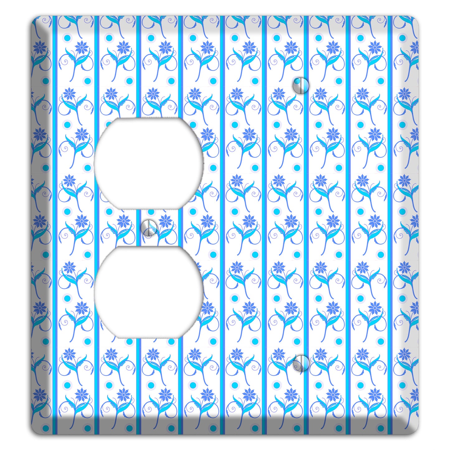 Blue Floral Pattern Duplex / Blank Wallplate