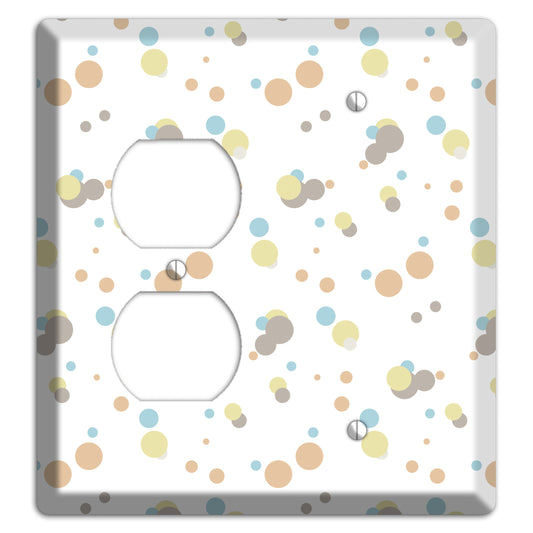 White with Soft Sage Blue and Umber Small Dots Duplex / Blank Wallplate