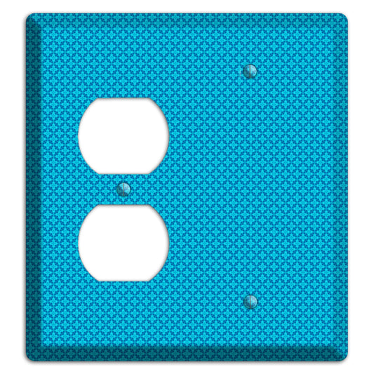 Multi Blue Checkered Quatrefoil Duplex / Blank Wallplate