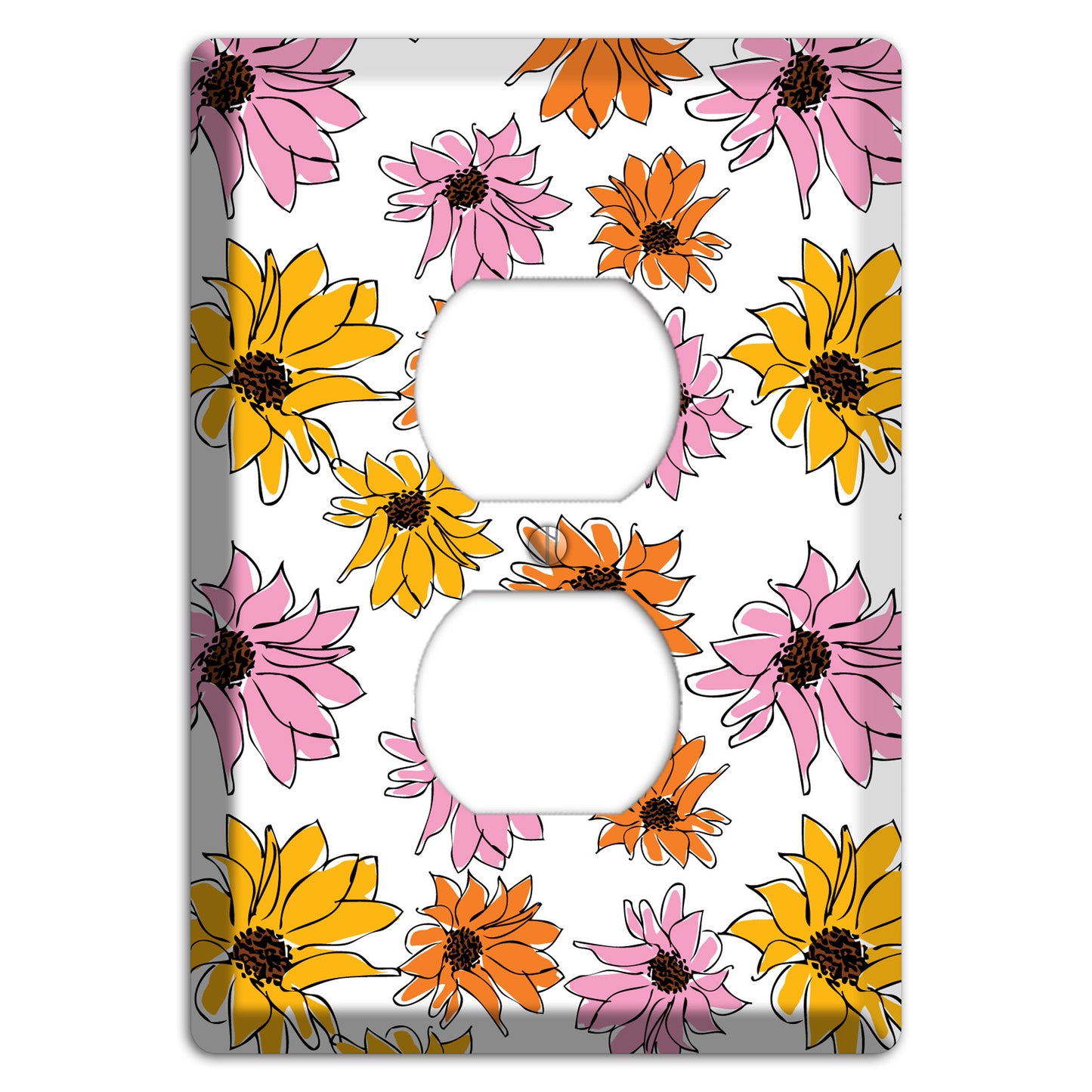 Pink Orange Yellow Flowers Duplex Outlet Wallplate