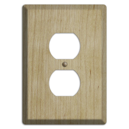 Unfinished Maple Wood Duplex Outlet Cover Plate