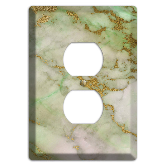 Swamp Green Marble Duplex Outlet Wallplate